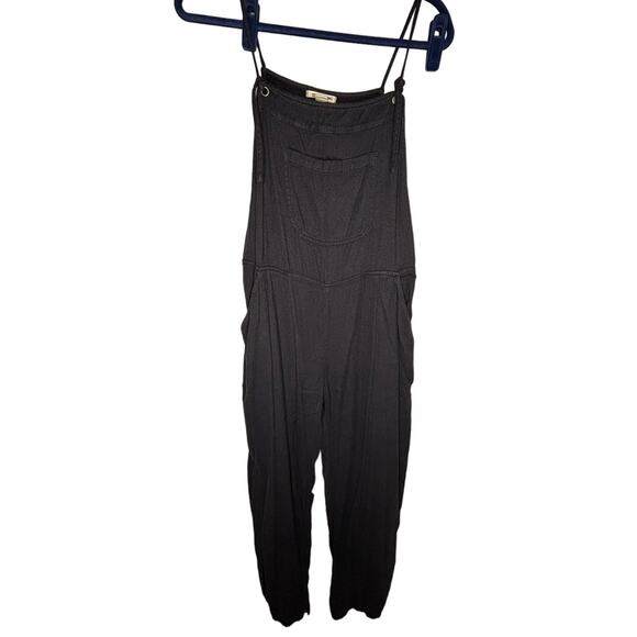 Billabong Wild Length Overalls Womens L Black Loose Fit Pockets Soft 33" Waist - Picture 1 of 6